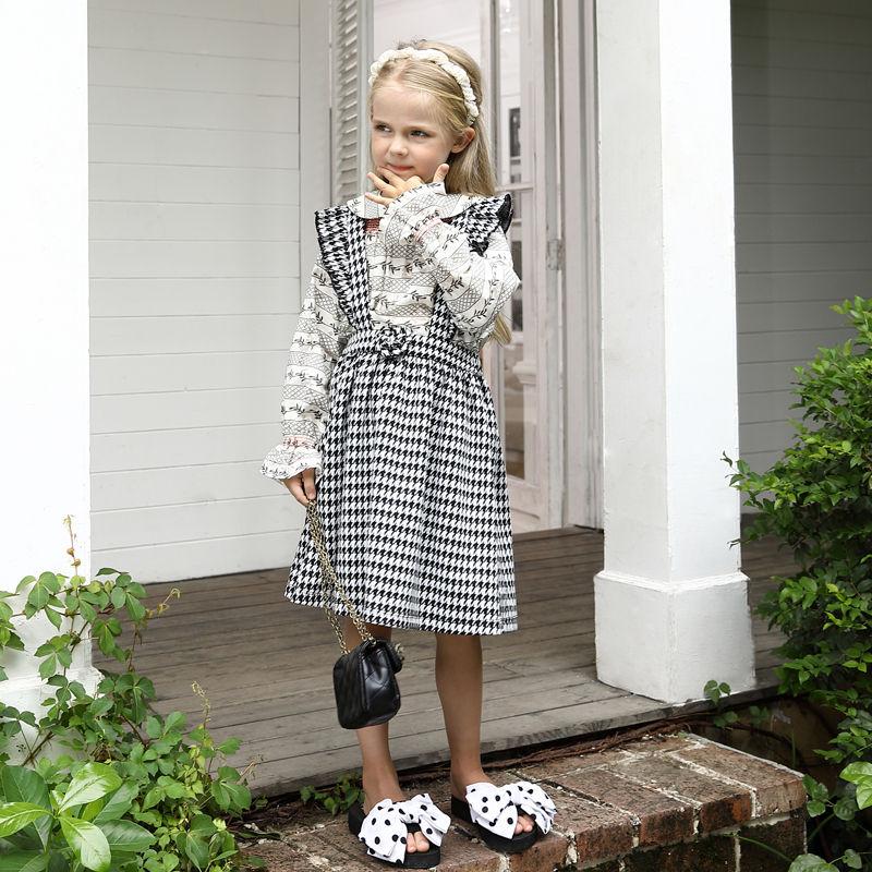 Guangdong Factory Ins Hot Sale Plaid Girls Skirt With Ruffled Strap