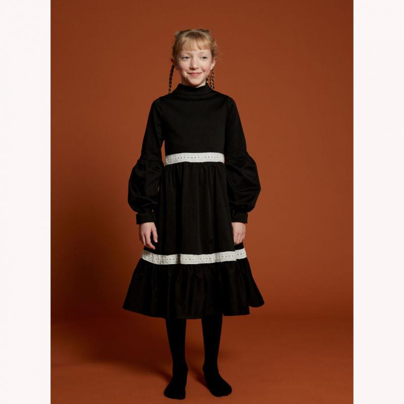 Kids Girls Winter Cotton Pleated Dress Maxi Standard Patchwork Dress Design