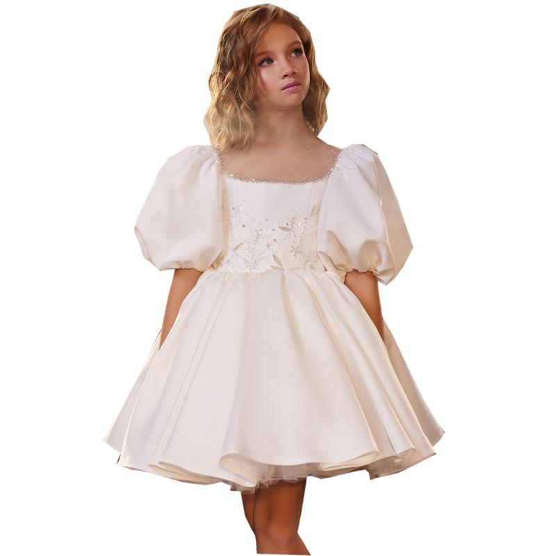 girls flower white dress