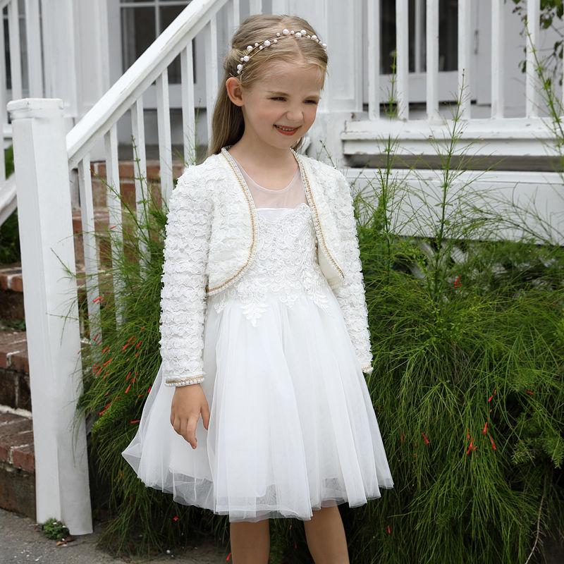 girls flower white dress