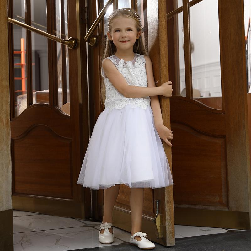 girls flower white dress