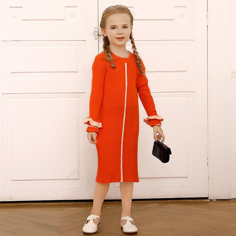 Latest Design Girl Child Dresses Kids Cotton Knitted Slim Fit Dresses