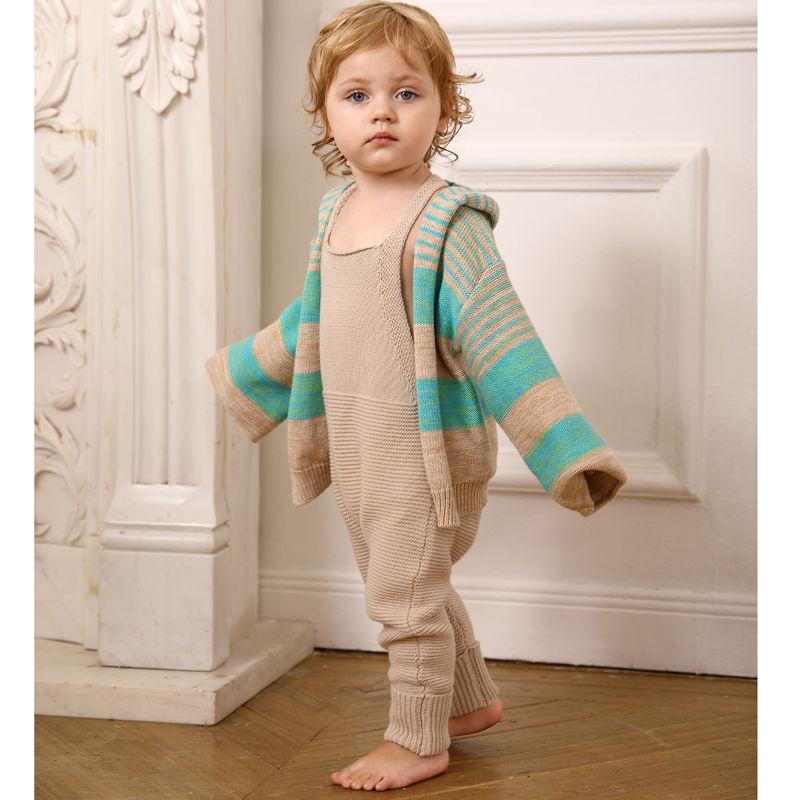 Wholesale Toddler Boys/Girls Kids Sweater Cardigan Strip Green Beige Color