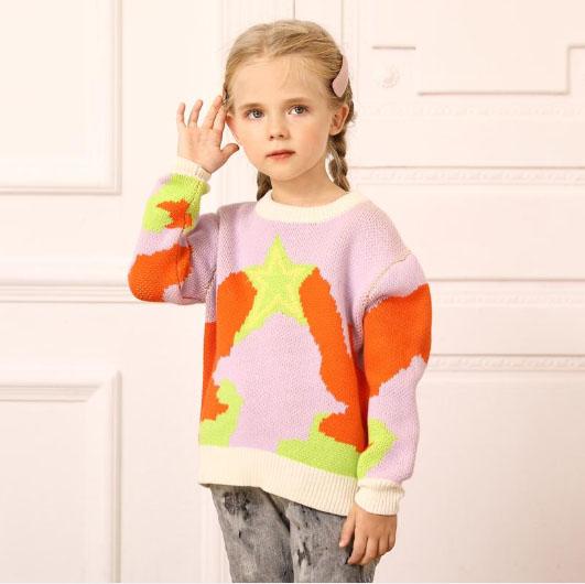 OEM Children Clothing Supplier Pullover Knit Chunky Sweater For Girls