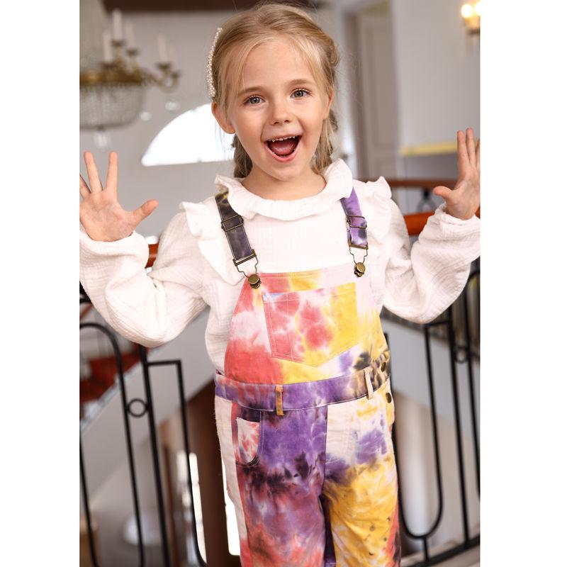 OEM Girls Jumpsuit Short Sleeves Tie-Dye Denim Overalls For Summer