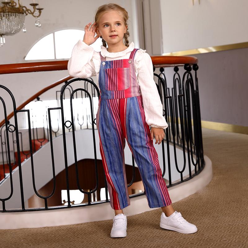 OEM Girls Jumpsuit Colorful Printed Corduroy Kids Overalls For Winter