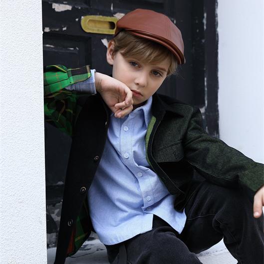 Hot Sell Long Sleeve Contrast Color Spring Fall Collection Boys Shirt