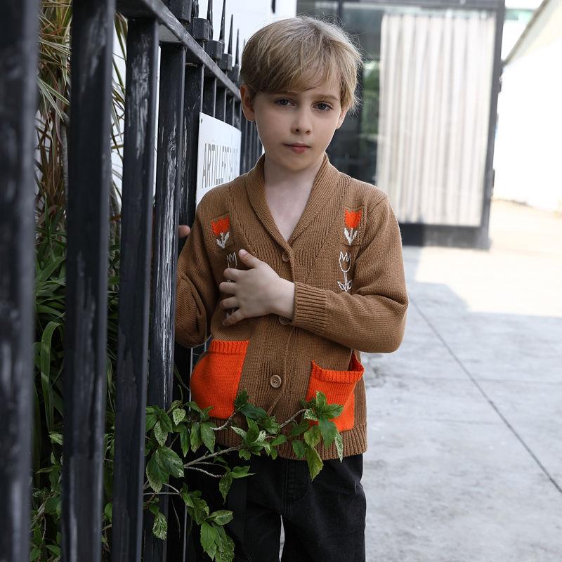 Custom Knit Cardigan Toddler Boys School Style Sweater Cardigan