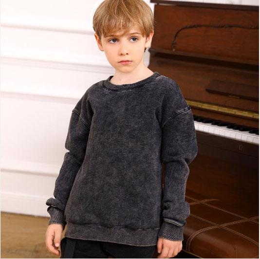 OEM Boys Clothing Special Washing Pullover Crew Neck Sweatshirt