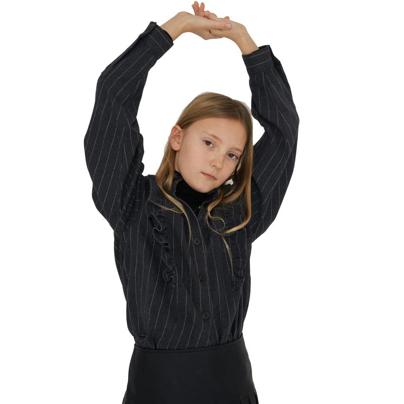 Hot Sell Long Sleeve Black Stripe Spring Fall Collection Girls Shirt