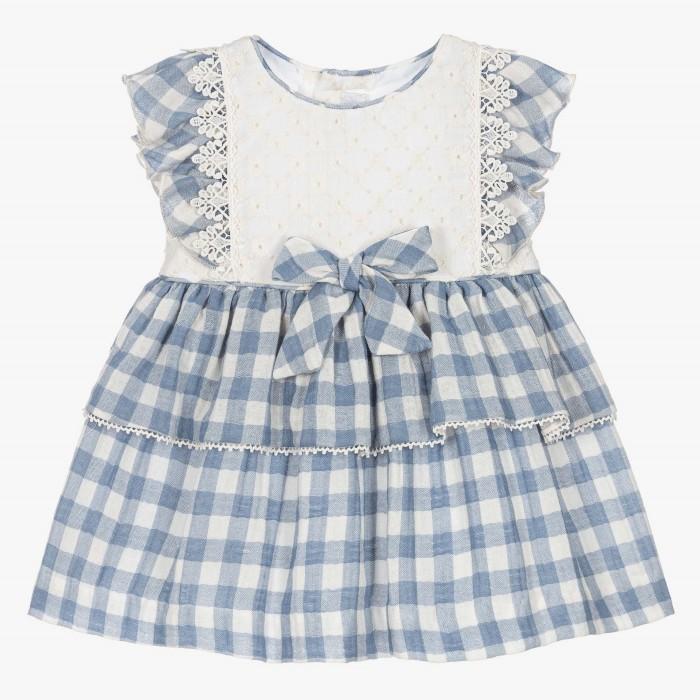 Cotton Plaid Girls Dress With Bows Lace Dress For Girls Short Sleeve Summer Kids Casual Dresses