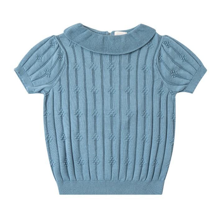 Wholesale Custom Summer O Neck Short Sleeve Strip Kids Knit Sweater For Boys/Girls