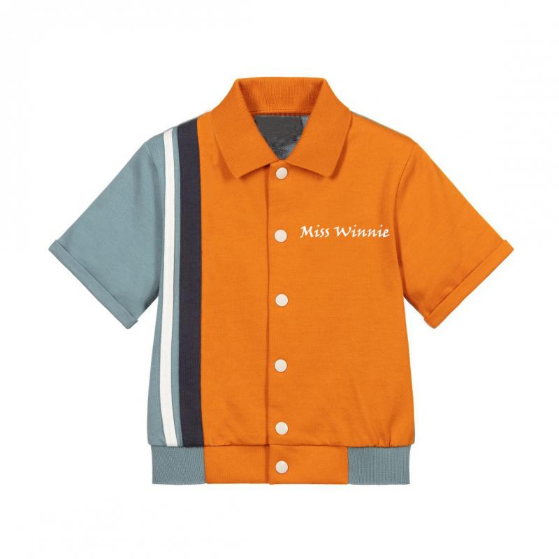 2023 Fashion Short Sleeve Summer Kids Coat Embroidered Logo Outerwear