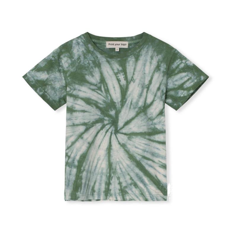 Custom Logo Tie Dye Summer 100% Cotton Tshirt For Boys