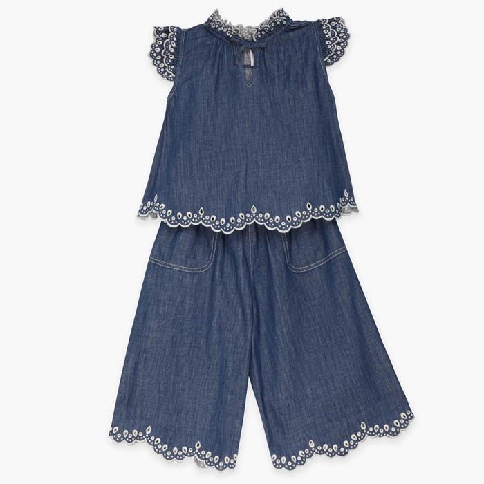 Factory Custom Brand Fashion Style Denim Suit Summer Kid Clothing Sets For Girls
