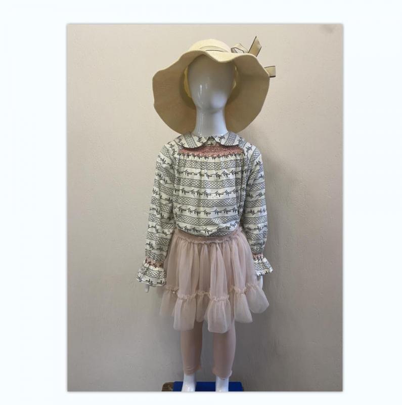 Factory Custom Brand Fashion Style Summer Kids Long Sleeves Shirts And Skirts Clothing Sets For Girls