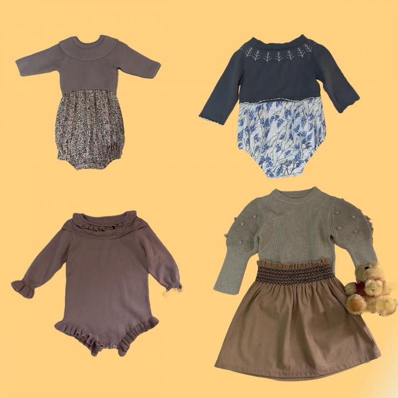Custom Summer And Spring Long Sleeve Sweater High Quality Kid Flora Fabric Baby Corduroy Romper