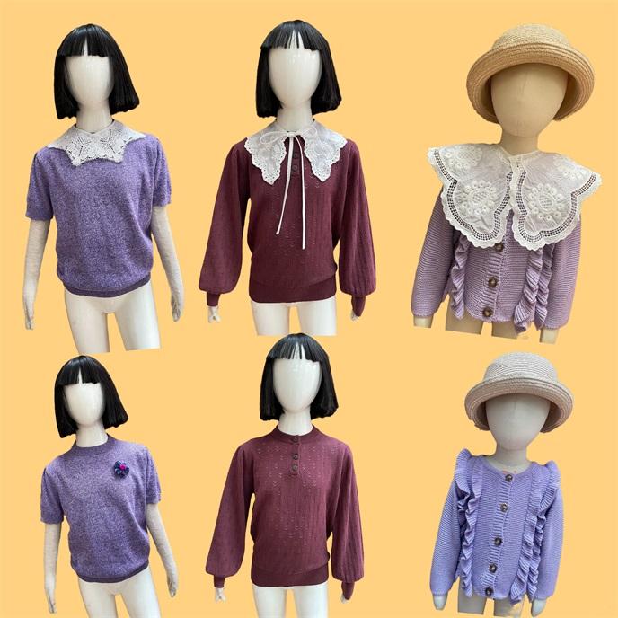 Custom Summer ,Spring Autumn Short Long Sleeve Sweater High Quality Kid Girls Multi Sweater