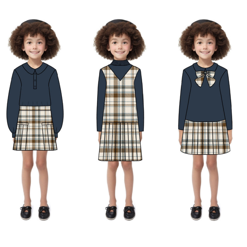 Custom Kids Clothing Plaid School Uniform Collection With Your Own Brand Name