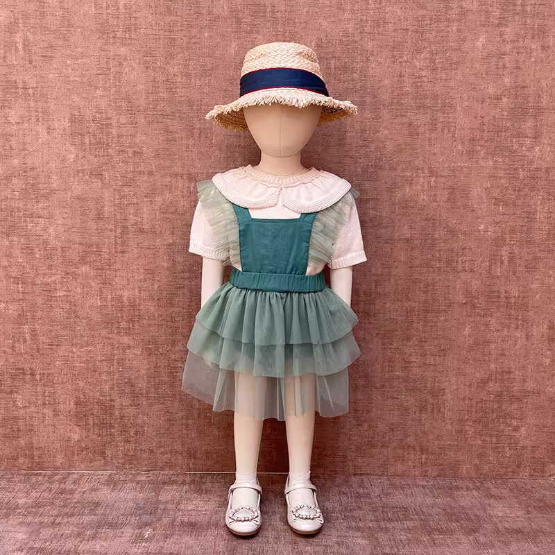 Fashion Green Baby Dress Custom Printed High Quality Toddler Tulle Skirt Cake Layered Designs Fancy Dresses For Girl In Spring