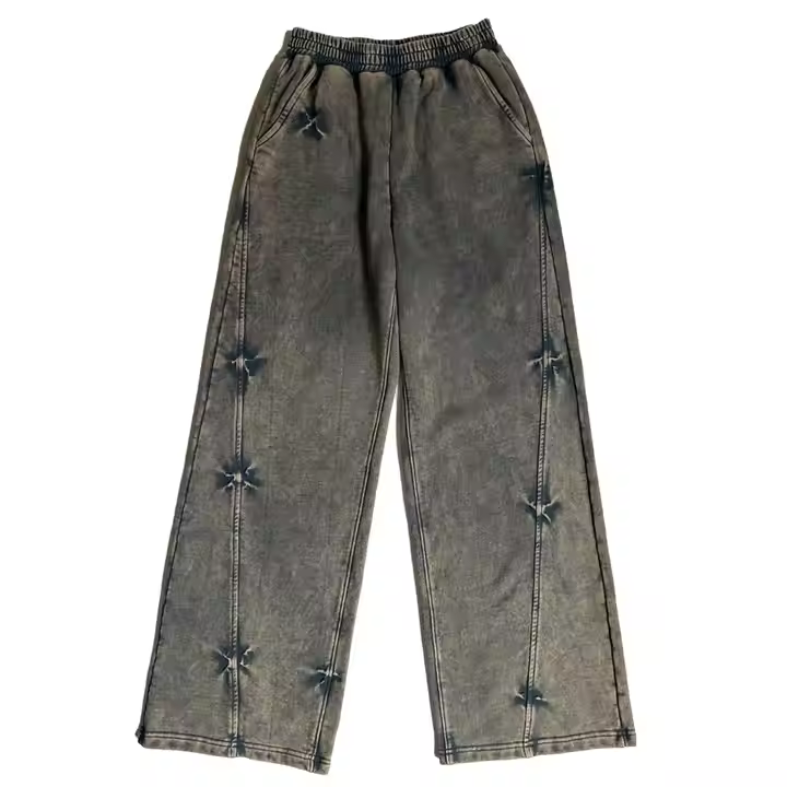 Customized children fashion clothes in Guangzhou high quality denim jeans pants wide legs new design