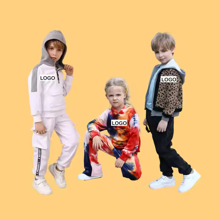 Customized kids girls clothing sets 100% cotton tie dye casual hoodies children and sweatpants set unisex jogger set