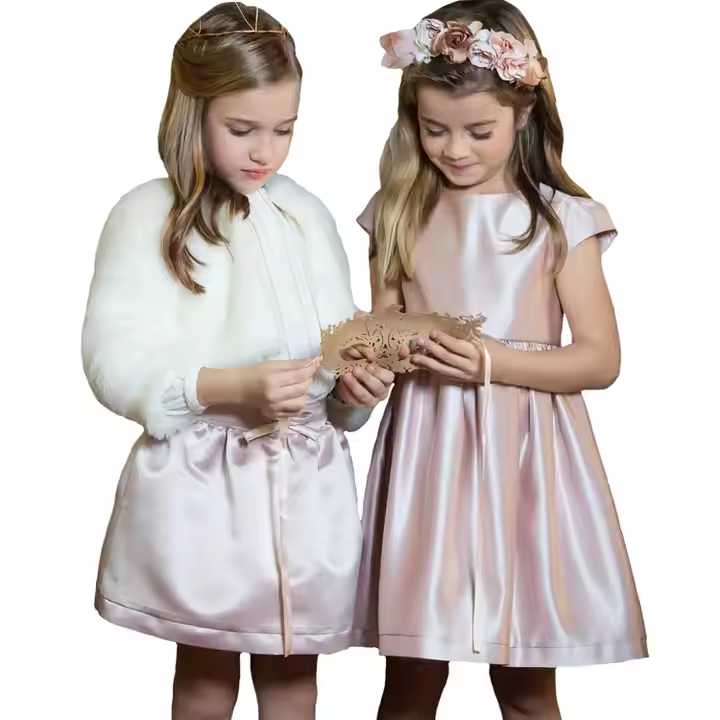 Guangzhou custom pink color baby girl dress design high quality short sleeves simple comfortable party princess dresses