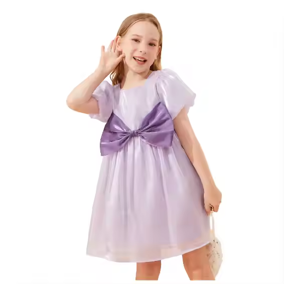 Summer fashion princess party girls dresses with big Bow on the front children's clothes 3-10 years
