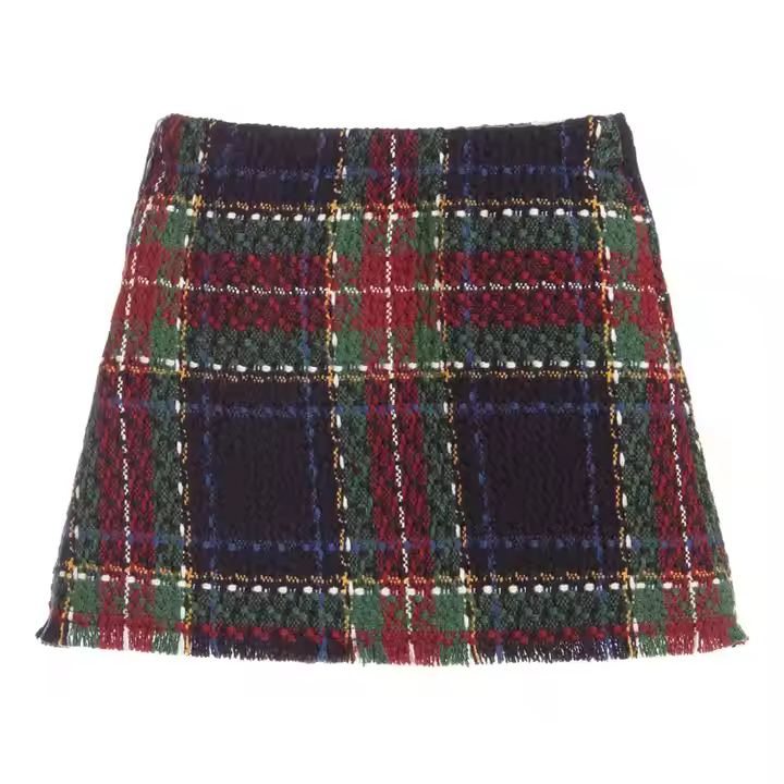 Guangzhou Wholesale Girls Boutique Clothing Autumn Winter Checked Skirt Casual Designs For Girls