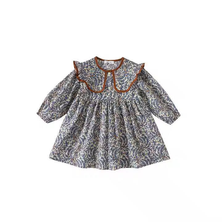 Customizable Fall 25 Can Be Baby Girls Elegant Clothing Soft Crocheted Knee-Length Casual Dresses Button Decoration 6-7 Years
