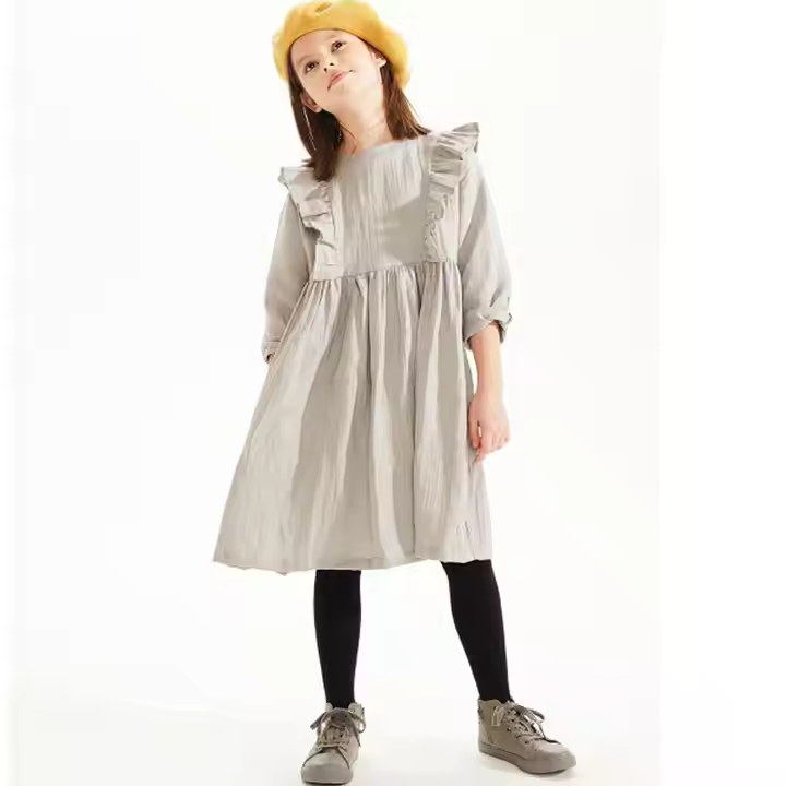 kid garment manufacturer stripes woven style dresses for winter