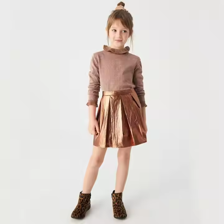 Guangzhou fashion hot sale children faux leather mini skirt pu leather skirt