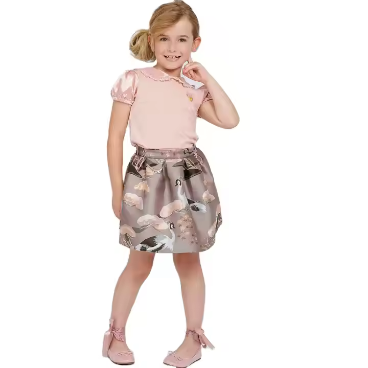 2025 custom fashion latest skirt and blouse for children