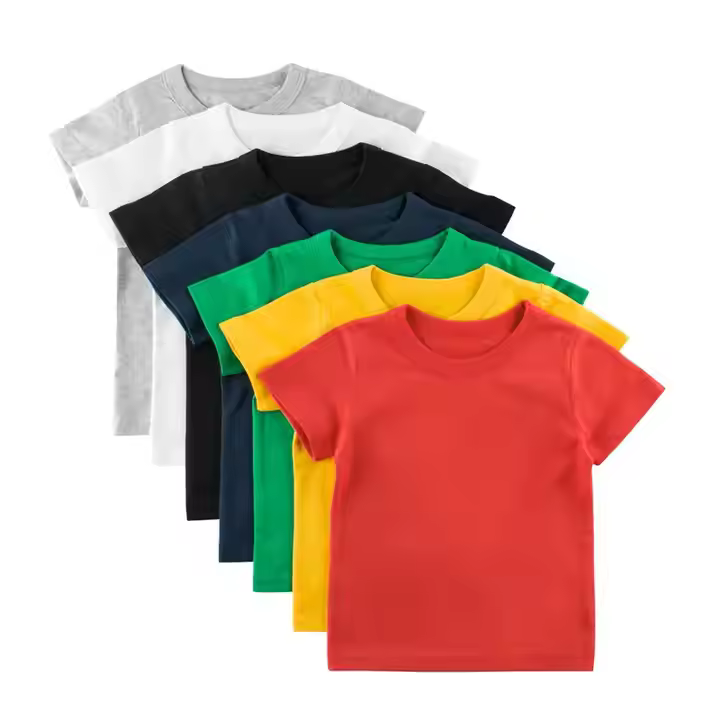 Low MOQ children clothes customized printing baby boy summer T shirt clothes skin-friendly basic plain toddler boy T shirt