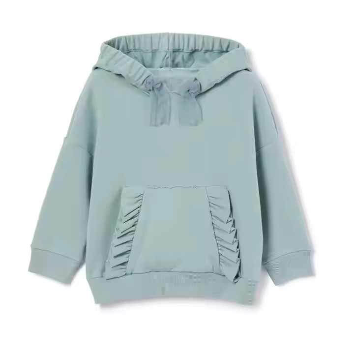Basic popular cotton turquoise terry girls hoodie sweatshirt kids sweatshirt with kangaroo pockets