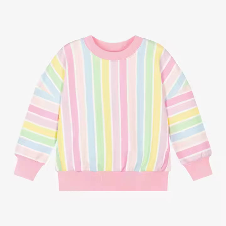 High Quality Fresh Style Striped Crewneck Sweatshirt Cotton Terry Toddler Kids Stripe Sweatshirt