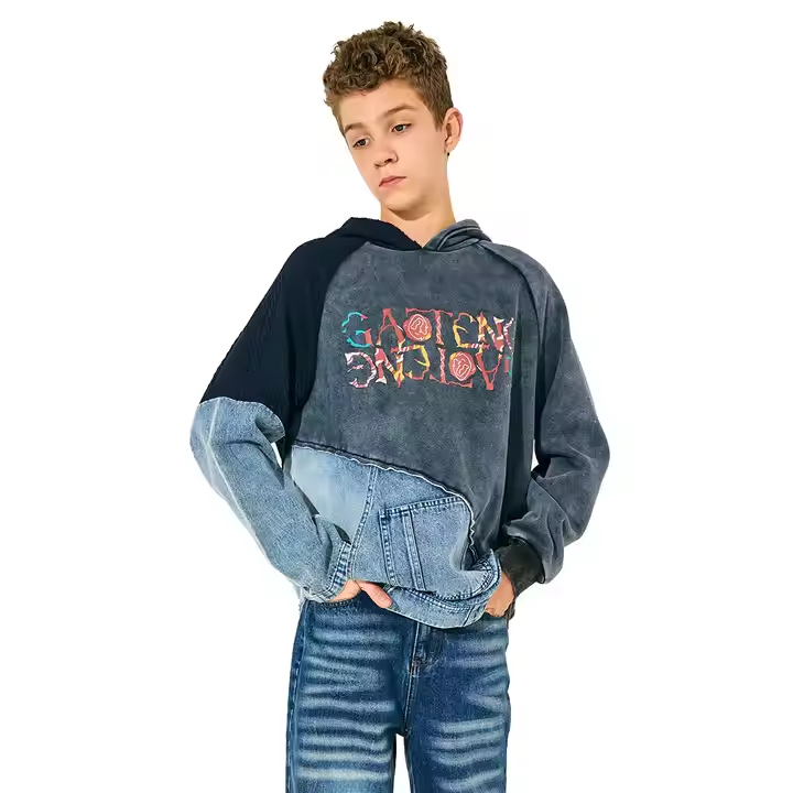 12-Year-Old Boys' Smart and Casual Winter Hoodies Printed Jersey Fabric for Guangzhou Weather