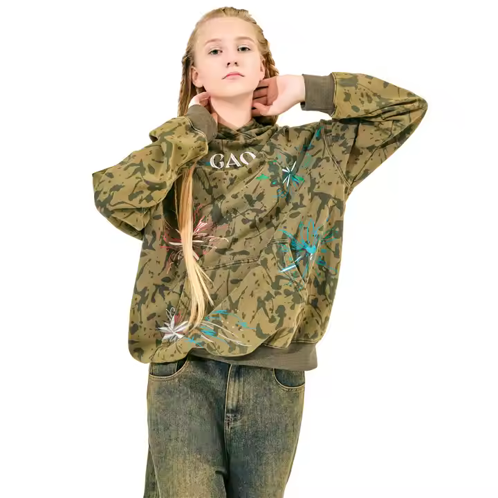 Custom Child Bodysuit Dress for Girls 11-13 Years Old Winter Hoodie Sweatshirts with Printed Pattern