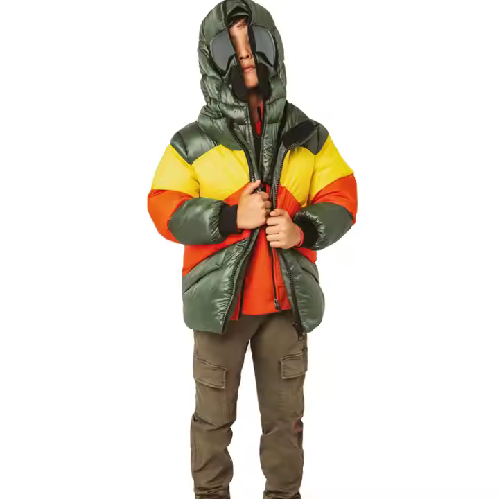 New fashion customized your own design warm winter coats colorful front zipper thick boys down coat for kids