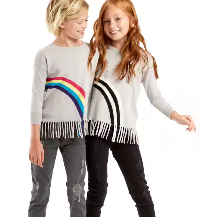 OEM 2025 Autumn Winter Pullover Baby Girl Knit Sweaters Fashion Tight Girl's Sweater With Tassels