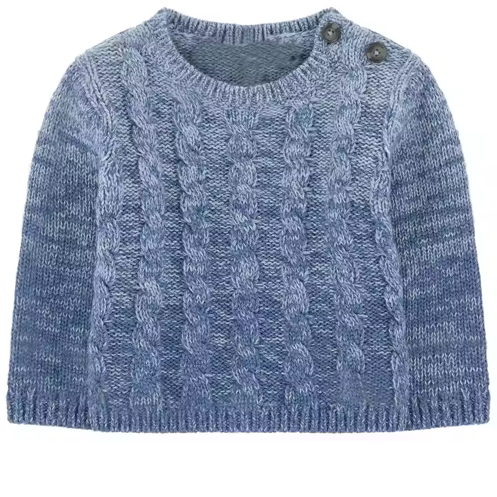 OEM and ODM Cotton Knit Baby Boy Sweater Long Sleeve Winter Toddler Sweater With Shoulder Buttons