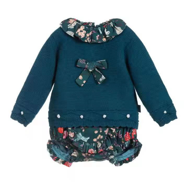 Custom Fashion High Quality Cute Organic Baby Girl Clothing Set Baby Sweater and Trouser in 2 PCS