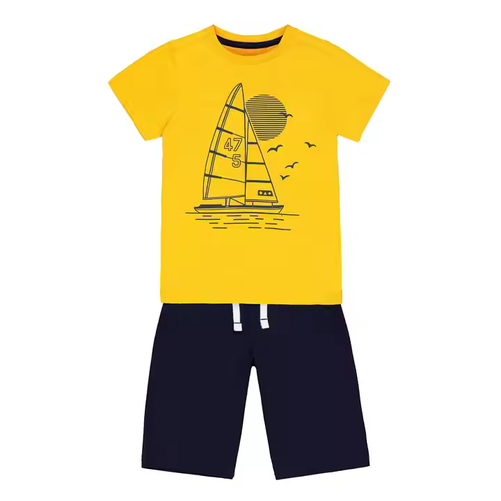 Custom Brand 2 Pcs With Printing Kids Summer Clothing Set for Boys