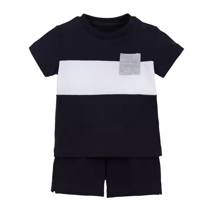 Popular Simple Style Short Sleeve Baby Boys Summer Clothing Set Boy Cotton Clothing Set