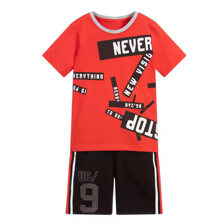 Guangzhou Summer Printing Casual Kids Big Boys Clothing Set Baby Boy Set Clothing