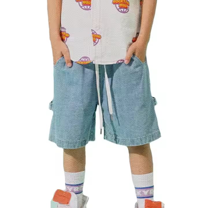 Fashion Boys Solid Color Jeans Shorts Kids Trendy Jean Pants for Boy Children's Pants
