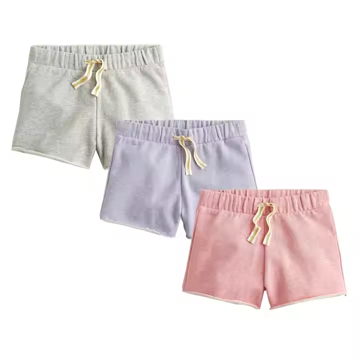 Summer Hot Sweat Shorts Candy Color Children Kids Drawstring Soft Terry Girl's Shorts