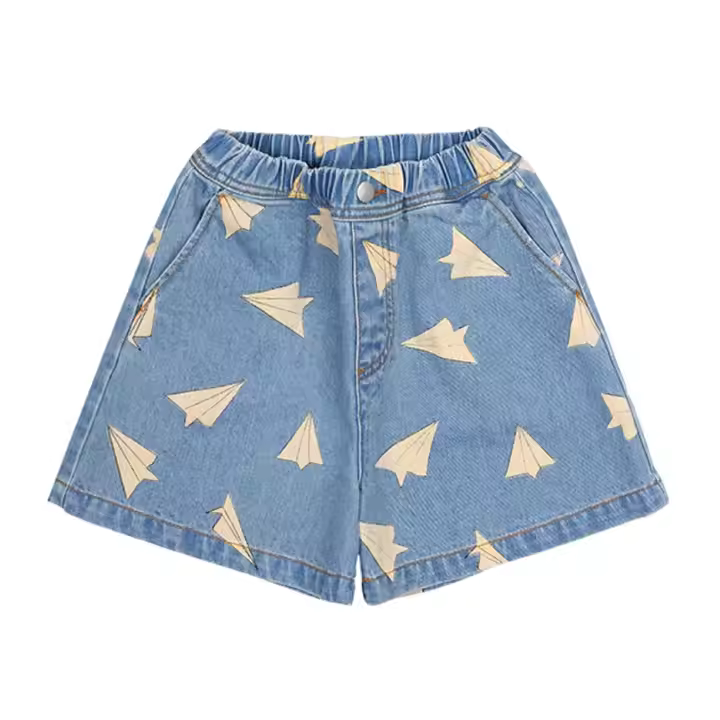 Promotional OEM Kids Boys Casual Denim Shorts Breathable Cotton Chino Shorts With Embroidery Animal Pattern-Low Price!