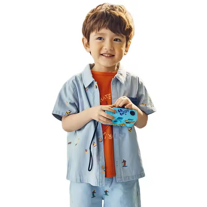 Casual Kids Spandex Shorts Set With Bow Decoration Denim Fabric Breathable and Elastic Waist Solid Pattern Tshirt