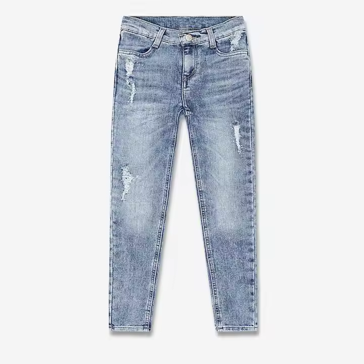 Customized Brand Special Washing Cotton Spandex Stained Long Pants Girls Jeans